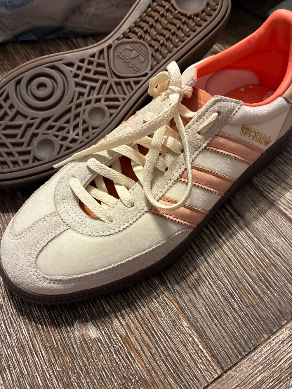 adidas Women’s Cream & Peach Retro Leather Sneakers